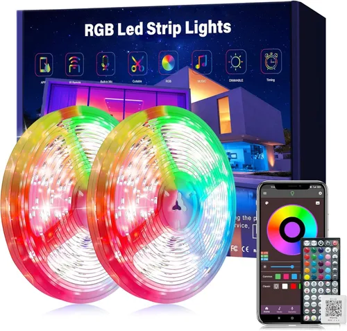 Miniatura 9 de Ledagic Luces LED para dormitorio de 50 pies con sincronización de música que cambian de color, tira de luces LED con control remoto y aplicación