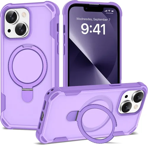 Miniatura 50 de Funda compatible con iPhone 12 y 12 Pro de 6.1 pulgadas con soporte de anillo magnético [protección militar contra caídas] [compatible con MagSafe]