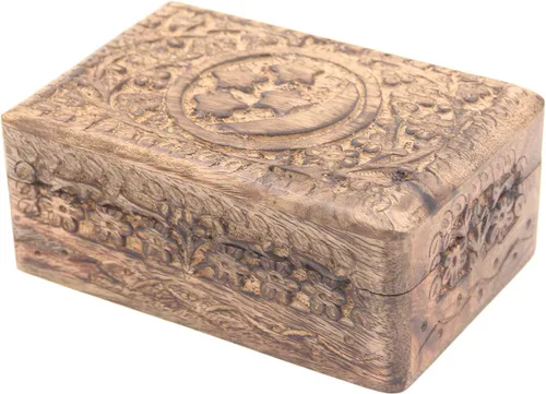 Miniatura 16 de KayJayStyles - Caja de almacenamiento de madera para la joyería, tallada a mano Yin Yang