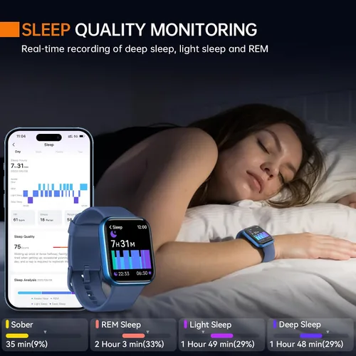Miniatura 6 de Reloj inteligente aeac para hombres y mujeres, con Alexa incorporada y llamada Bluetooth estable, con monitor de frecuencia cardíaca/SpO2/sueño, 100