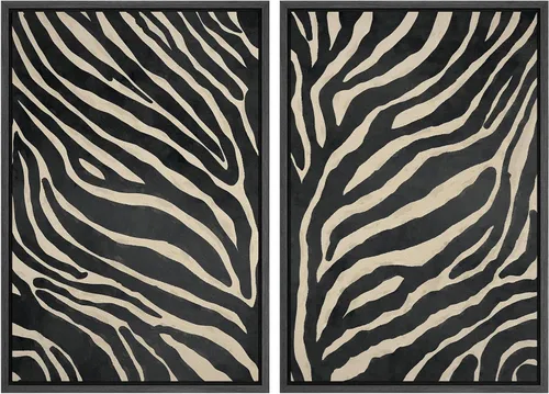 Miniatura 8 de SIGNFORD Lienzo enmarcado para pared, juego de arte con hojas de palmera de selva, polígonos geométricos, formas abstractas, ilustración, arte