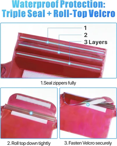 Miniatura 3 de F-color Riñonera impermeable – Cruise Essentials 2026 – Bolsa impermeable con correa ajustable en la cintura, bolsa seca enrollable con triple