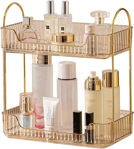 Miniatura 9 de Bandeja organizadora transparente para tocador, 1 nivel para encimera de baño, cuidado de la piel y maquillaje, artículos de tocador, lociones