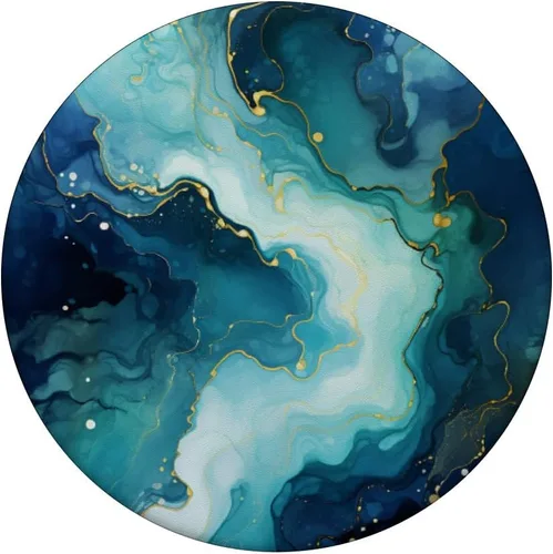 Miniatura 3 de PopSockets estándar PopGrip con piedra gemóloga calcedonia azul de ágata de hielo