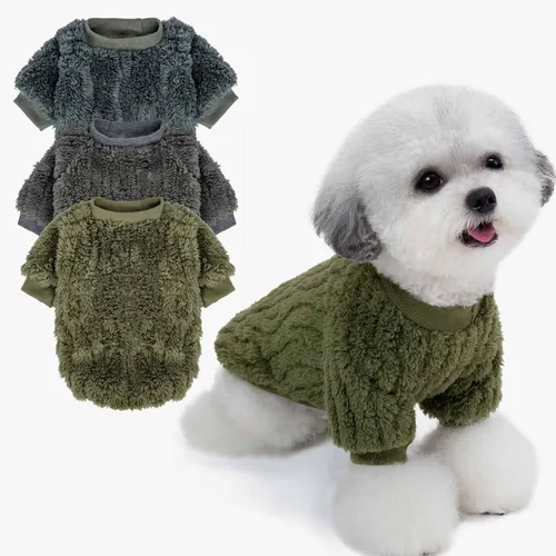 Miniatura 25 de FabriCastle Suéter pequeño para perro, paquete de 3 ropa para perros y gatos, chaquetas suaves y cálidas para perros pequeños, niños y niñas