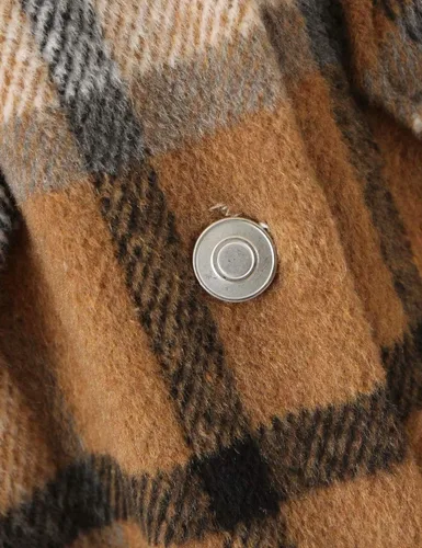 Miniatura 7 de Tanming - Chaquetas de franela cepillada para mujer, a cuadros, con botones, solapas y bolsillos, camisa tipo chaqueta