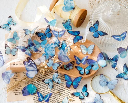 Miniatura 3 de Knaid Juego de calcomanías de mariposa (320 piezas) transparentes y coloridas mariposas de resina, calcomanías para la naturaleza, suministros