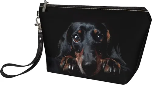 Miniatura 5 de HUGS IDEA Bolso animal del maquillaje de la impresión de la moda de las mujeres de la PU de, Negro (Dachshund), Chico
