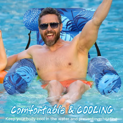 Miniatura 6 de Flotadores inflables para piscina, sillas flotantes para adultos, fideos de piscina inflables para adultos, natación resistente, plantas tropicales