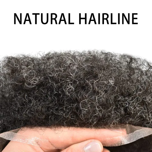 Miniatura 4 de Unidad rizada afro para hombres negros, afroamericano brasileño tupé para hombres, piezas de cabello para hombre, sistema de reemplazo de tupé