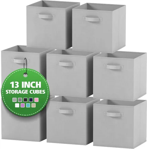 Cubos de almacenamiento de tela para organizador de cubos, paquete de 8 contenedores de almacenamiento resistentes, cubos de almacenamiento de 13