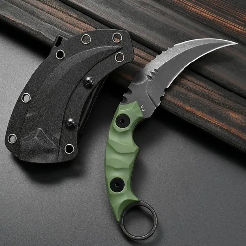 Miniatura 2 de Gtkii GTK691 Cuchillo de hoja fija de acero D2 con mango de fibra de vidrio de nylon y funda de Kydex para camping al aire libre, caza, senderismo