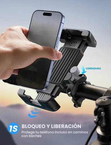 Miniatura 2 de Lamicall Soporte para teléfono de bicicleta y motocicleta - [Bloqueo rápido de 1s] Clip para teléfono celular de bicicleta, abrazadera para manubrio