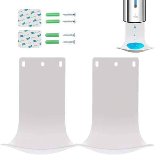 Jefaniim Bandeja de goteo para dispensador automático de jabón, soporte de pared y dispensador de desinfectante de manos, 2 piezas, color blanco