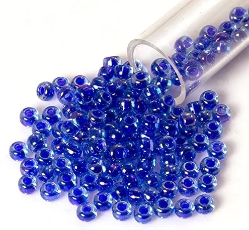 Miniatura 3 de Miyuki Rocaille - Cuentas redondas de semillas 8/0 en el interior, color azul oscuro (tubo de 0.11 onzas)