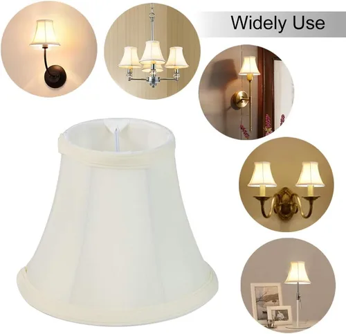 Miniatura 6 de Wellmet Pantallas de Araña, SOLO PARA BOMBILLAS DE CANDELABRO, Pantallas de Lámpara con Ajuste de Clip, 3" X 6" X 5", Juego de 6 Piezas Blanco crema