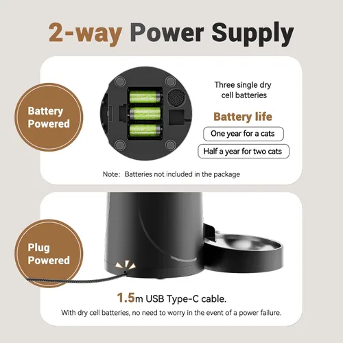 Miniatura 3 de PETULTRA Comedero automático para gatos para 2 gatos, 16 tazas/4 litros, con control de porciones (1-6 comidas), doble potencia y fácil de limpiar