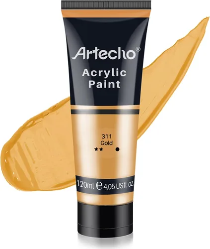 Miniatura 50 de Artecho - Pintura acrílica blanco titanio (120 ml / 4.05 oz), tubos de pintura para manualidades artísticas sobre lienzo, piedra, roca, madera