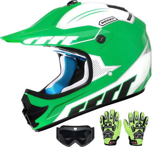 Miniatura 10 de Casco de motocross para jóvenes, aprobado por DOT, casco de motocross para niños con gafas ajustables y bolsa de almacenamiento, equipo deportivo