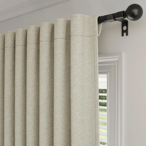 Miniatura 21 de Rinwoc - Cortinas 100% opacas para dormitorio, cortinas con aislamiento térmico de 1.6 m de longitud, 2 paneles, lino texturizado de estilo granja