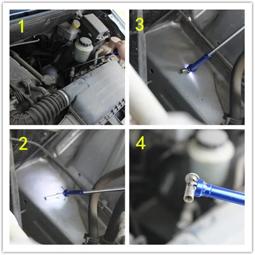 Miniatura 8 de Espejo de inspección telescópico con luces LED, herramienta flexible agarrador de garras magnético de 4 garras. conjunto de herramientas combinadas.