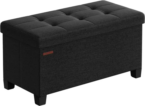 Miniatura 16 de SONGMICS Banco otomano de almacenamiento, reposapiés plegable con patas, 15 x 43 x 15.7 pulgadas, banco de extremo de cama, baúl de almacenamiento