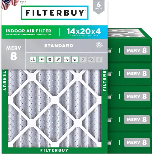 Miniatura 100 de Filterbuy Filtro de aire MERV 8 de 8 x 14 x 1 pulgadas para defensa contra el polvo y las alergias (paquete de 6), electrostático plisado HVAC