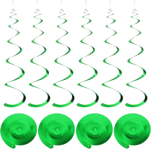 Miniatura 16 de MECCANIXITY 18 remolinos colgantes de fiesta negros de una sola tira para colgar decoraciones de 27.6 pulgadas, serpentinas colgantes de plástico
