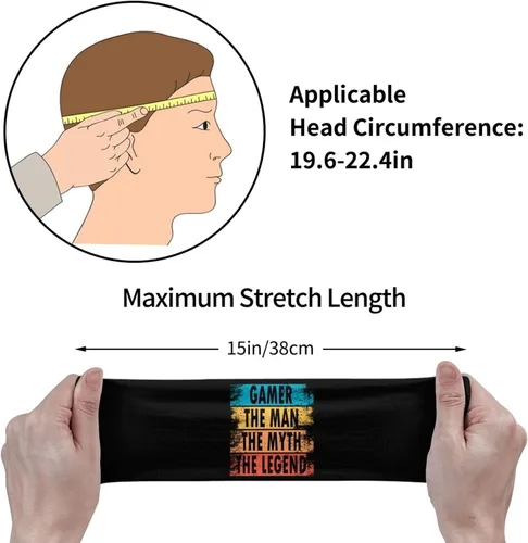 Miniatura 7 de Gamer The Man The Myth The Legend Headband for Men Women Sports Sweatband for Fitness Exercise Moisture Wicking Running Yoga Hairbands