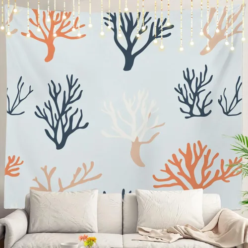Miniatura 148 de Shrahala Tapiz de pared azul brillante, acuarela azul degradado para colgar en la pared, tapiz grande decorativo de fibra de poliéster, dobladillo