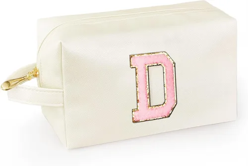 Miniatura 13 de Bolsa de maquillaje personalizada con inicial con asa, bolsa de cosméticos de preparación con bolsillo interior con cremallera, 8, 9, 10, 11, 12