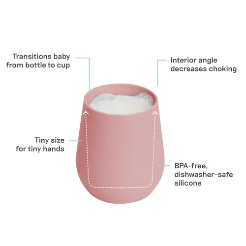 Miniatura 3 de ezpz Tiny Cup (Blush) – Taza de entrenamiento de 100% silicona para bebés – 4 meses en adelante – Diseñada por un especialista en alimentación