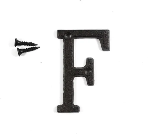 Miniatura 8 de Letras del abecedario de 3" en metal de hierro fundido decorativas, estilo clásico, para colgar letreros de pared, dirección, nombre, letrero