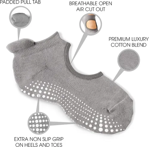 Miniatura 2 de LA ACTIVE Grip Socks - 3 Pairs - Yoga Pilates Barre Ballet Non Slip Crew Hospital