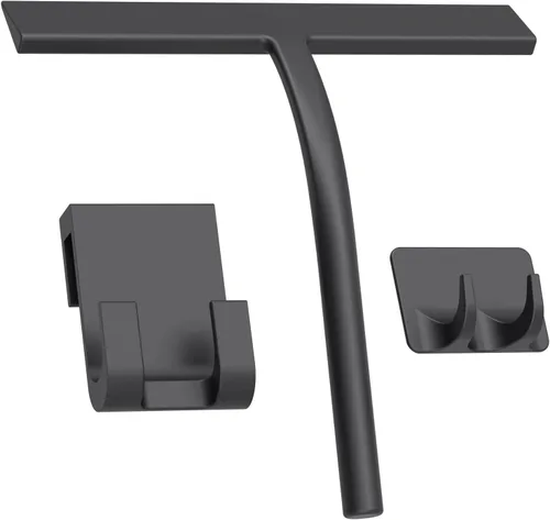 Miniatura 9 de Escobilla de ducha de silicona, color negro, 9 pulgadas Todo-propósito, para la puerta de cristal de la ducha, con el gancho, herramienta