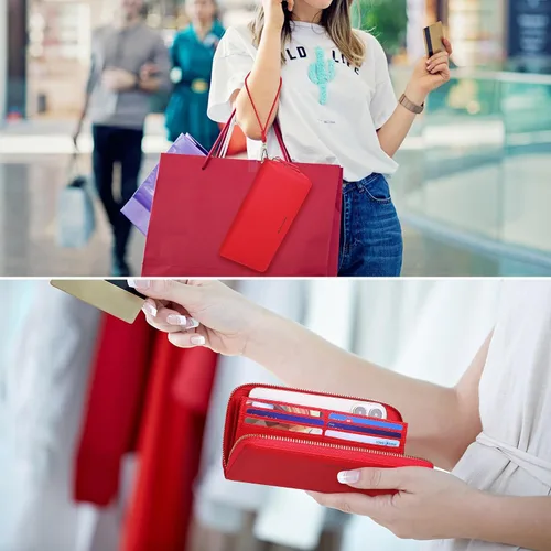 Miniatura 6 de YOUBDM Cartera de mano para mujer con soporte para tarjeta de crédito, cartera de cuero suave con correa para la muñeca