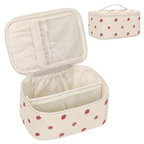 Miniatura 4 de OCHEAL Makeup Bag,Travel Makeup Organizer Bag, Cute Cosmetic Bags for Women Girls Travel Toiletry Bag Traveling With Brush Slot And Divider-Floral