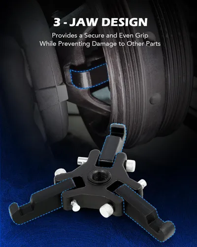Miniatura 6 de Kit de extractor de equilibrador armónico Orion Motor Tech, juego de extractor de 3 garras ajustable para quitar amortiguadores armónicos y Negro