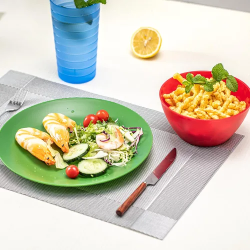 Miniatura 5 de KX-WARE Juego de 12 platos de plástico irrompibles y reutilizables de 9.875 pulgadas, multicolor, aptos para lavavajillas, sin BPA