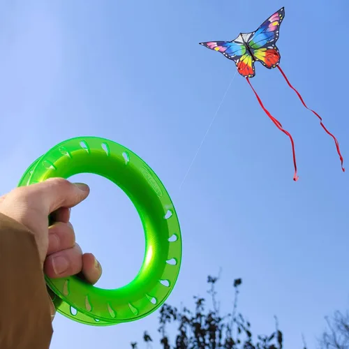 Miniatura 6 de Juego de cometas de aro para niños: carrete, mango y línea de 300 pies para cada bobinador de carrete de cometa