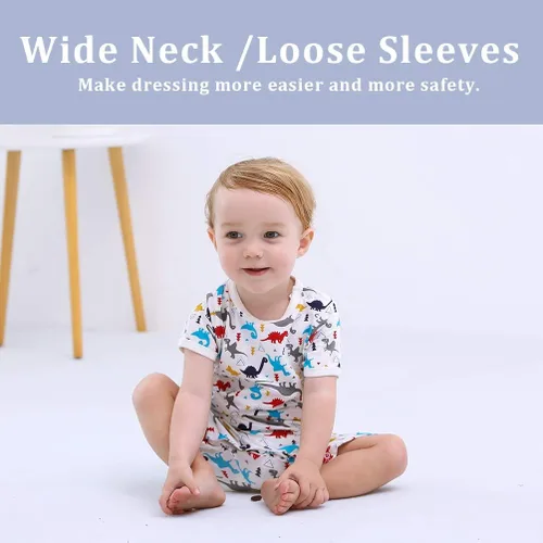 Miniatura 4 de Zanie Kids Enterizos de manga corta para bebé niño, ropa linda de algodón de verano, paquete de 2