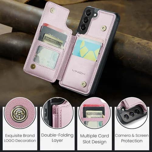Miniatura 9 de Vinich Funda tipo cartera para Samsung Galaxy S22 Plus con tarjetero y ranuras de crédito con bloqueo RFID, función atril, a prueba de golpes