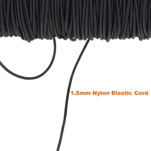 Miniatura 4 de EuTengHao Cordón elástico de nailon, cordón decorativo de satén negro para hacer pulseras, collares y joyas (0.059 in x 55 yardas)
