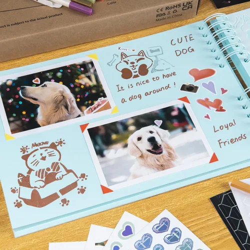 Miniatura 5 de Bemece Álbum de recortes, álbumes de recortes de 12 x 8 pulgadas con 80 páginas, libro de recuerdos de bricolaje para bodas, aniversarios, Azul