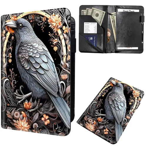Miniatura 13 de Libros de mesero para camarera, cartera de cuero para camarero con cremallera, soporte para recibos, para camarero, camarero, accesorios