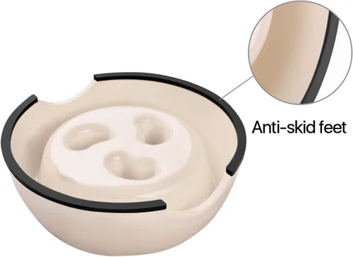 Miniatura 4 de Flexzion Cuenco para perros de alimentación lenta, base antideslizante resistente para mascotas, comedero para cachorros, contenedor de agua