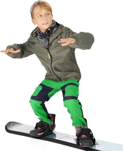 Miniatura 75 de linlon Pantalones impermeables para la nieve para niños y niños, forro polar lind para senderismo, softshell, cálidos, con aislamiento térmico