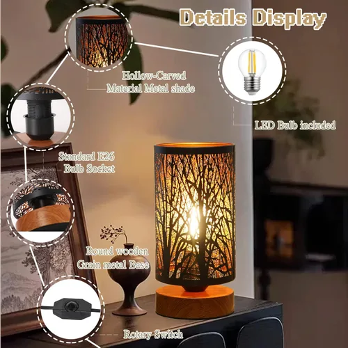 Miniatura 3 de Pequeñas lámparas de mesa industriales regulables, lámparas de noche para mesita de noche, lámpara de escritorio lateral de mesa auxiliar