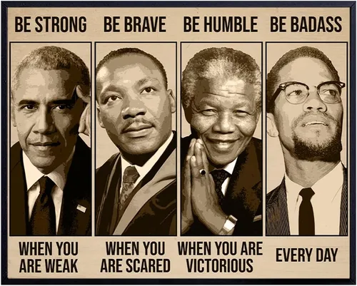 Arte de pared y decoración afroamericana inspiradora - Sé fuerte, sé valiente, sé increíble - Decoración para el aula - Citas motivacionales