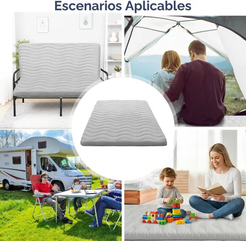 Miniatura 7 de Colchón de Futón Japonés para Suelo, 100% Espuma Cómoda de Alta Densidad, Colchón Plegable Engrosado de 3.5 Pulgadas, Tapete Tatami para Dormir, Gris